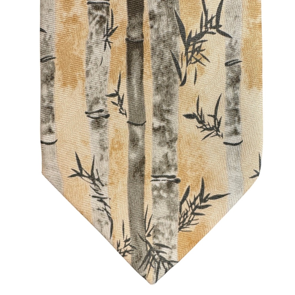 Tommy Bahama Mens Silk Tie Bamboo Tropical Palm Tree Tan Beige Hand Made